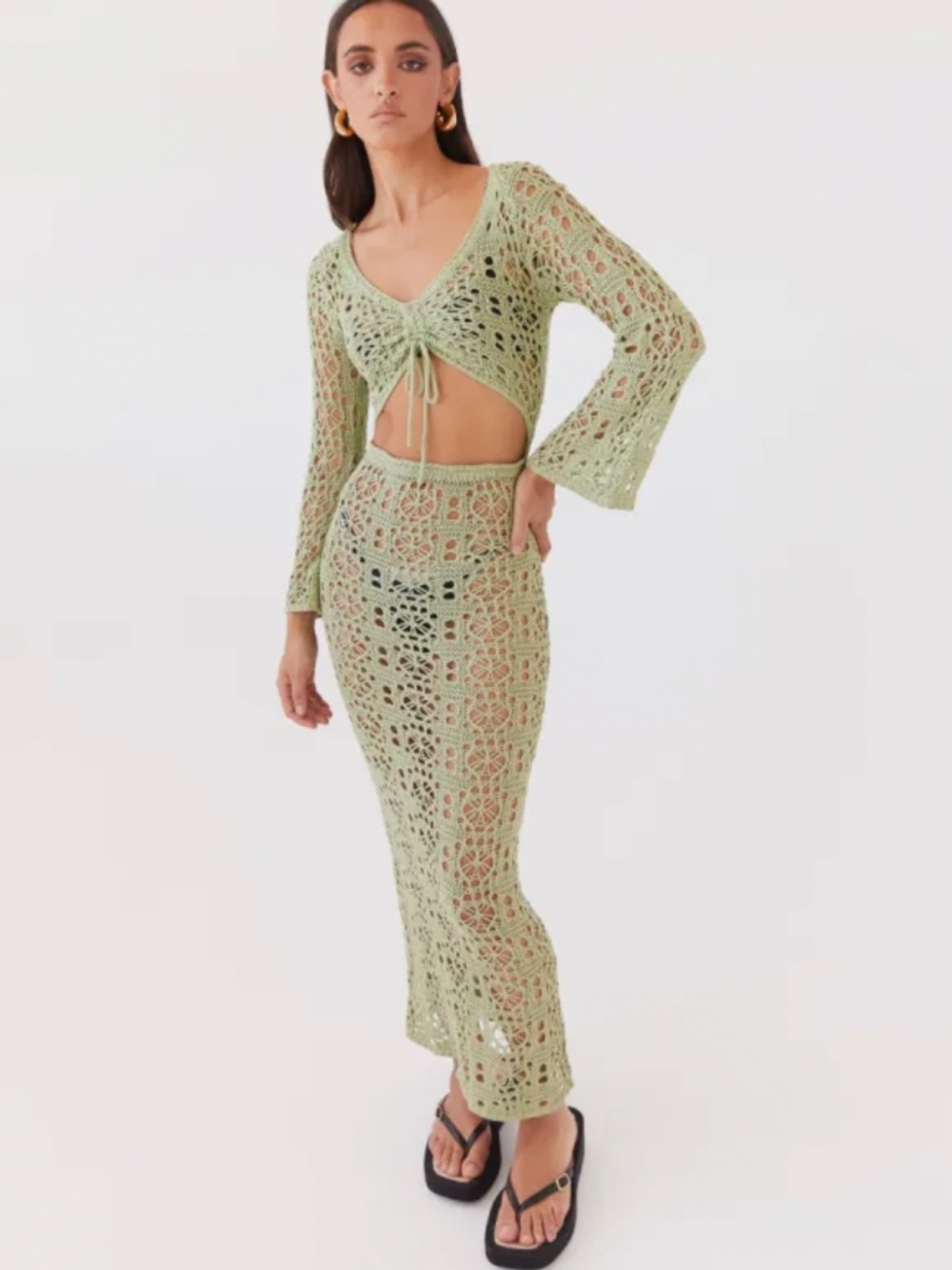 PEPPERMAYO Seaside Soiree Crochet Maxi Dress Sz S/M